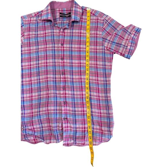 Hammer Made Short Sleeve Button Up Plaid Shirt Men's Medium Designer Details - Picture 10 of 11